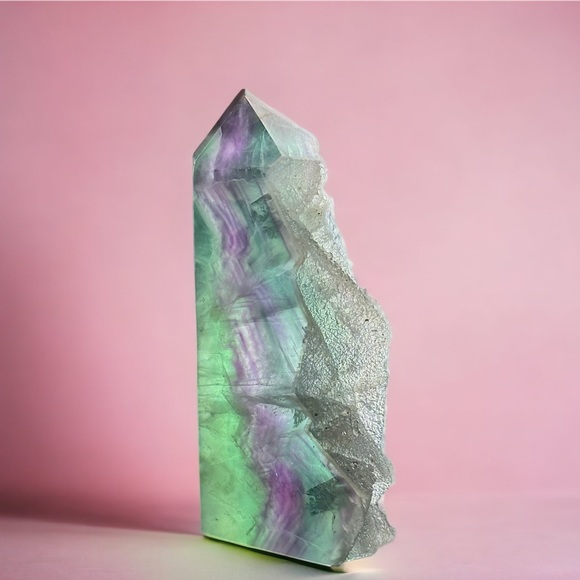 Other - Druzy raw side rainbow fluorite tower